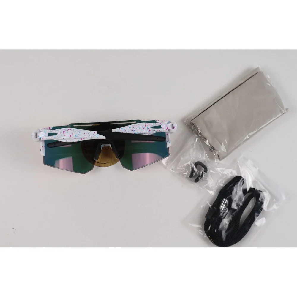 Ukoly Sports Sunglasses Polarized Shield White Splatter Gold Lens New